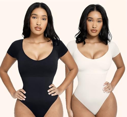 Women's Short Sleeve Tummy Control Compression Bodysuit - Image 7