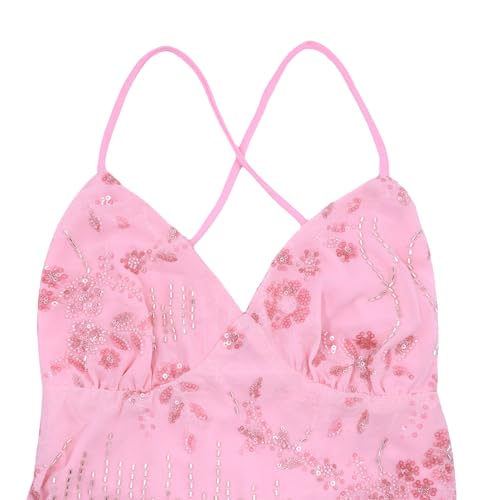 Women's Sparkly Sequin Beaded Mini Dress Sexy Sleeveless Backless Lace Up V Neck Cami Dress Bodycon Party Clubwear - Image 6