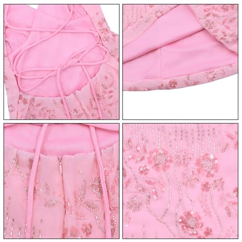 Women's Sparkly Sequin Beaded Mini Dress Sexy Sleeveless Backless Lace Up V Neck Cami Dress Bodycon Party Clubwear - Image 7