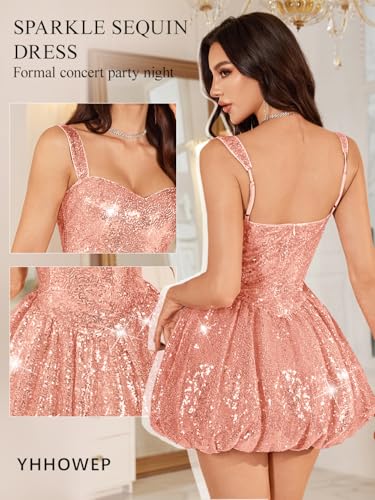Women‘s Sparkly Sequin Mini Dress Bubble Cocktail Birthday Club Party Short Homecoming Dresses for Teens - Image 6
