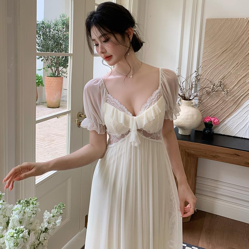 Womens' Sweet Nightgown Vintage Nightdress Victorian Sleepwear Lace Pajamas Loungewear Lingerie Nighties - Image 3