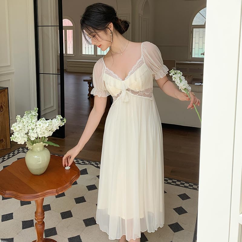 Womens' Sweet Nightgown Vintage Nightdress Victorian Sleepwear Lace Pajamas Loungewear Lingerie Nighties - Image 6