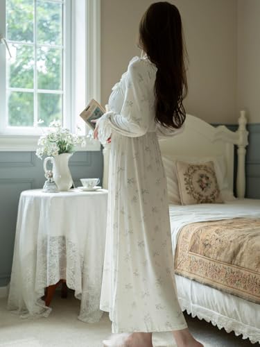 Womens' Vintage Nightgown Princess Sleepwear Pajamas Nightdress Floral Chemises Nightwear Lounger Nighties - Image 5