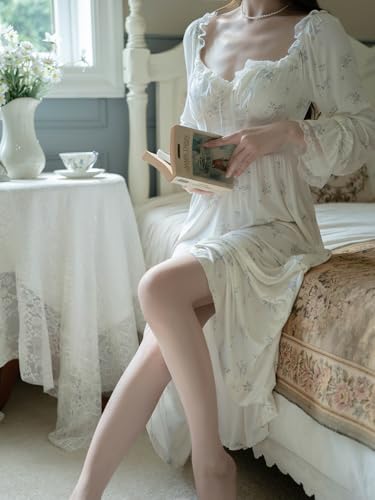 Womens' Vintage Nightgown Princess Sleepwear Pajamas Nightdress Floral Chemises Nightwear Lounger Nighties - Image 6