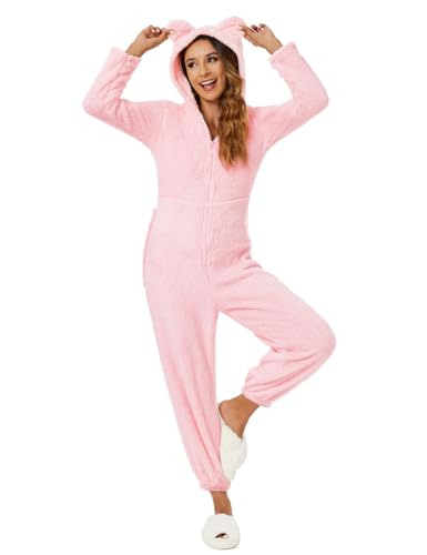Women's Warm Fuzzy Hooded Romper Pant Playsuit Jumpsuit - Image 5