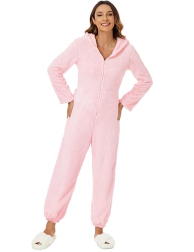 Women's Warm Fuzzy Hooded Romper Pant Playsuit Jumpsuit - Image 6