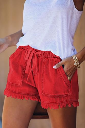 YOCUR Womens Lightweight Shorts Casual Baggy Trendy Hot Pants Elastic Waist Drawstring Comfy Shorts - Image 4