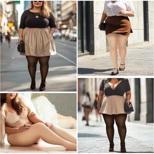 Yilanmy Plus Size Suspender Pantyhose for Women, 40D Sheer Tights Garter Belt Thigh High Stockings - Image 7
