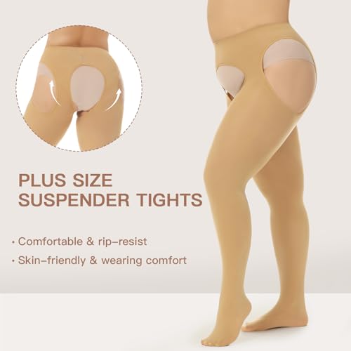 Yilanmy Suspender Pantyhose for Women Plus Size Garter Belt Tights Sexy Opaque Thigh High Stockings - Image 5