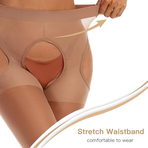 Yilanmy Suspender Tights for Women Garter Belt Tights High Waist Control Top Pantyhose Sheer Thigh High Stockings - Image 4