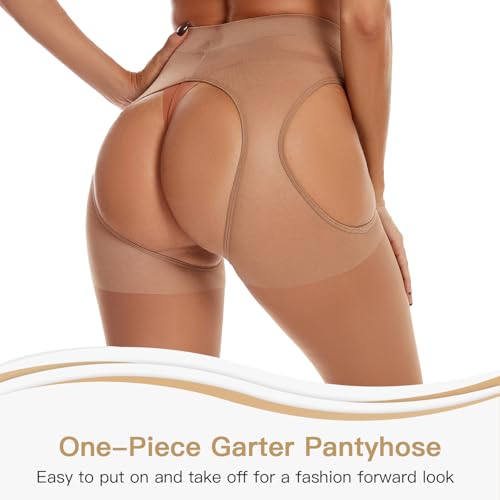 Yilanmy Suspender Tights for Women Garter Belt Tights High Waist Control Top Pantyhose Sheer Thigh High Stockings - Image 5