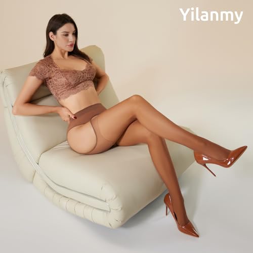Yilanmy Suspender Tights for Women Garter Belt Tights High Waist Control Top Pantyhose Sheer Thigh High Stockings - Image 6