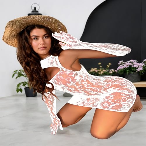 Zenova Plus Size Fishnet Lingerie Bodysuit Sexy Fishnet Dress for Women- Sexy See-Through Mesh with Cutouts - Image 6