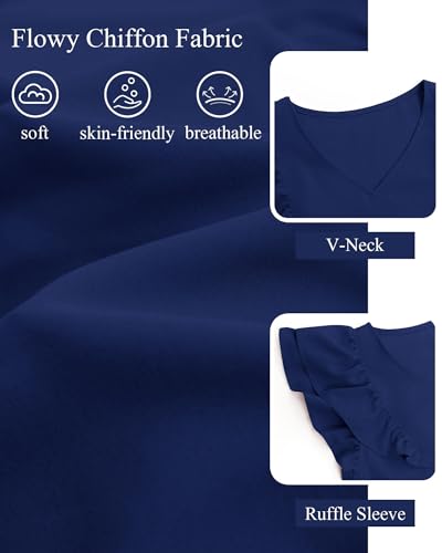 Zwurew Summer Babydoll Dresses for Women 2025 Cute Ruffle Cap Sleeve V-Neck Flowy Swing Mini Dress Sundress - Image 5