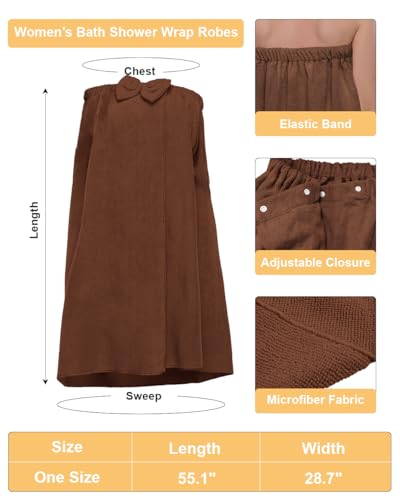 goodmansam Women's Shower Wrap Robes Spa Body Wrap Bathrobe Ultra Absorbent Cover up Towels - Image 6