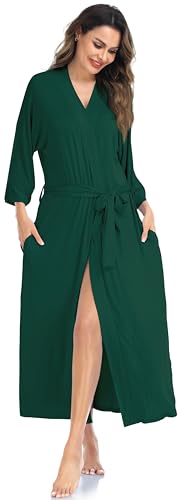 goodmansam Womens Soft Knit Bathrobes Long Kimono Robes Lightweight Sleepwear with Pockets Ladies Loungewear Housecoat - Image 3