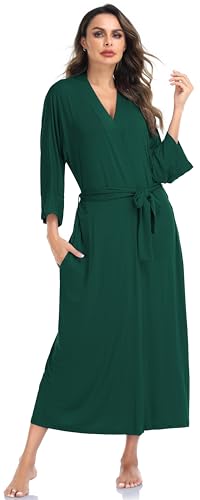 goodmansam Womens Soft Knit Bathrobes Long Kimono Robes Lightweight Sleepwear with Pockets Ladies Loungewear Housecoat - Image 4