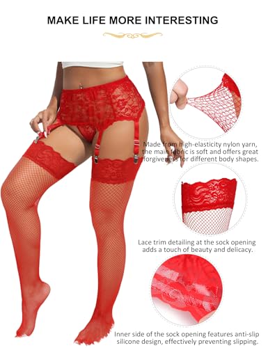 ohyeah 6-Strap Easy Clip Lace Garter Belt for Thigh Highs Stockings Suspender Garter Belts Plus Size Garters Lingerie XS-4XL - Image 5