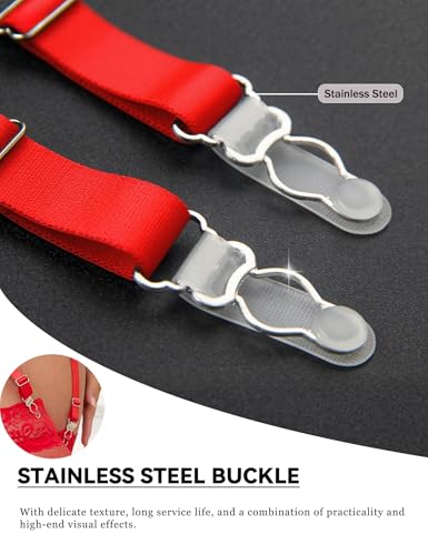 ohyeah Women Floral Lace Garter Belt for Thigh Highs Stockings Suspender with 4-Strap Metal Clips Garters Lingerie (No Socks) - Image 4