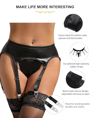 ohyeahlady Garter Belts for Women Suspender Belt with 6 Strap Slip Leather Garter Belt for Thigh Highs Plus Size Lingerie - Image 7