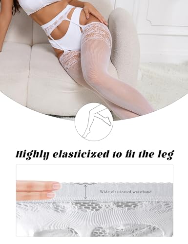 ohyeahlady Womens Plus Size Tights Fishnet Suspender Pantyhose Stockings Thigh High Stockings Pantyhose with Garter XS-5XL - Image 4