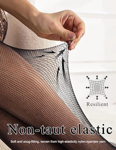 ohyeahlady Womens Plus Size Tights Fishnet Suspender Pantyhose Stockings Thigh High Stockings Pantyhose with Garter XS-5XL - Image 7